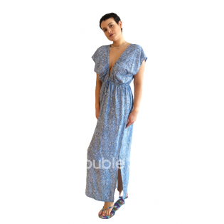Φόρεμα μακρύ βαμβακερό rayon με μανίκια